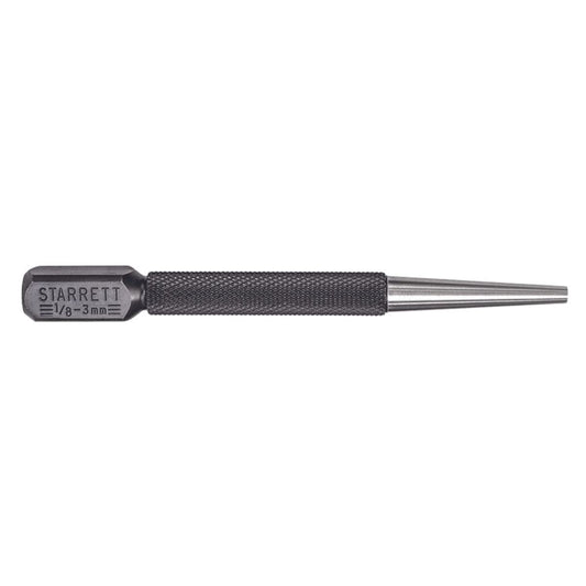 Starrett Nail Set with Large Square Head, Beveled End and Knurled Grip for Secure Holding - Hardened and Tempered Steel, 4" Length, 1/8" Punch Diameter - 800D