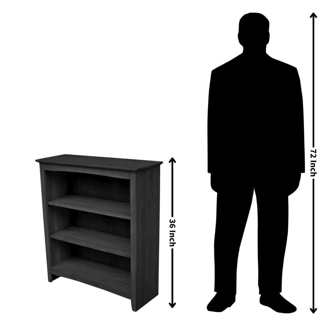 International Concepts Shaker Bookcase, 36-Inch High, Solid Parawood, Unfinished