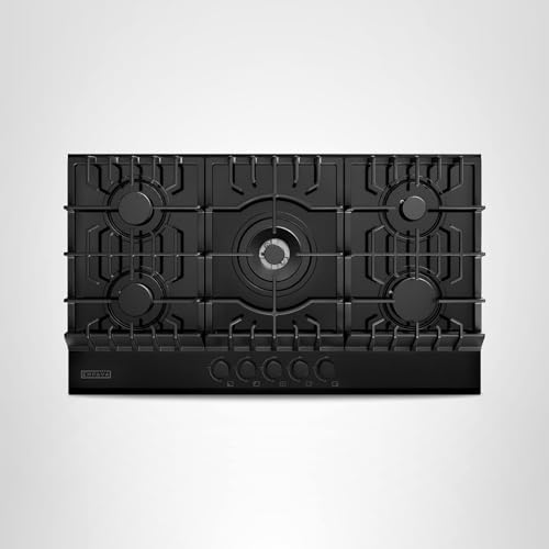 Empava 36 Inch Built-in Gas Cooktop with 5 Sealed SABAF Burners, Black Tempered Glass Surface, LPG/NG Convertible, Flame Failure Protection, Dishwasher Safe Grates