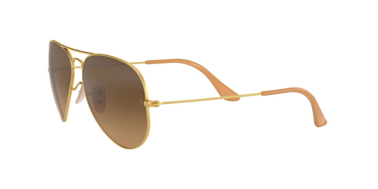 Ray-Ban Unisex RB3025 Classic Polarized Aviator Sunglasses, Matte Gold/Polarized Brown Gradient, 55 mm