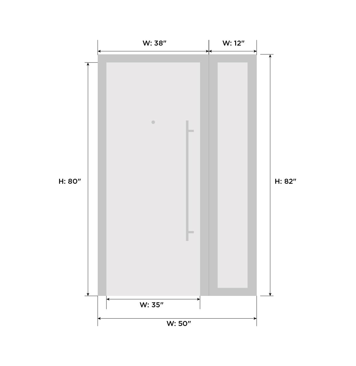 VDOMDOORS Front Exterior Prehung Steel Door/Ballucio 6044 Gray Graphite/Side Exterior Window/Stainless Inserts Single Modern Painted-W36+12" x H80-Left-hand Inswing