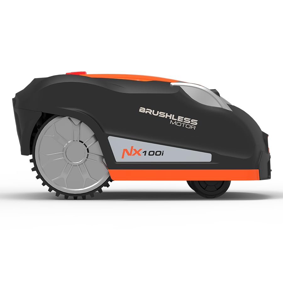 Yard Force NX100i Robotic Mower with Wi-Fi Connection, 28V Battery, App Control, Automatic Mowing and Charging (1/4 Acre Wired)