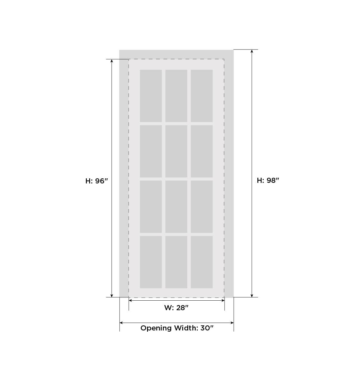 VDOMDOORS Solid French Door 28 x 96 inches/Mela 7001 Matte White/Single Regular Panel Frame Handle/Bathroom Bedroom Modern Doors