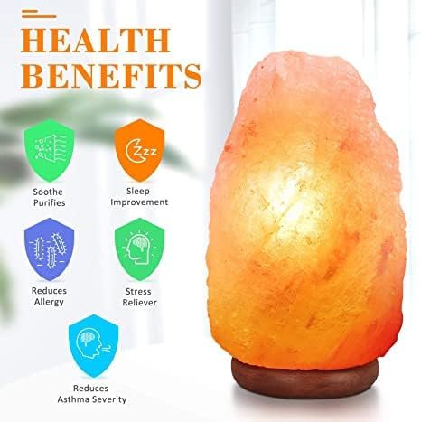 Kirit Gemstones Himalayan Rock Salt Lamp with Wooden Base Crystal Himalayan Salt Lamp Original for Positive Energy Household Bedroom Hall Table