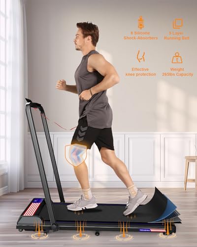 Treadmill Under Desk Walking Pad,2 in 1 Folding Treadmill for Home/Office with Remote Control and APP，Large Screen