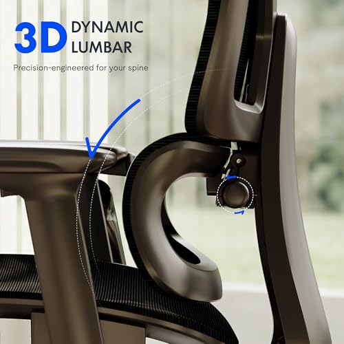 FLEXISPOT ErgoX Premium Ergonomic Office Chair with Footrest- Adjustable 3D Armrests, Dynamic Lumbar Support, Recline & Tilt Function, Mesh Seat, for Home & Office Use,Black