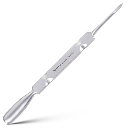 NIVICO Flat Handle Gouge Nail Pusher And Cuticle Pusher Tool, Double End Cuticle Remover, Nail Cleaner And Scraper for Nail Techs, Manicure & Pedicure Essentials