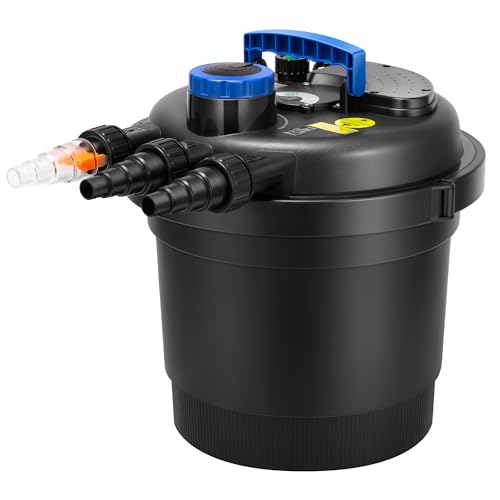 VIVOHOME Bio Pressure Pond Filter with 13W Light, Flow 2380GPH for Koi Ponds up to 800 Gallons with VIVOHOME 120W 2700GPH Submersible Water Pump with 180° Adjustable Water Outlet, 15.1ft High Lift