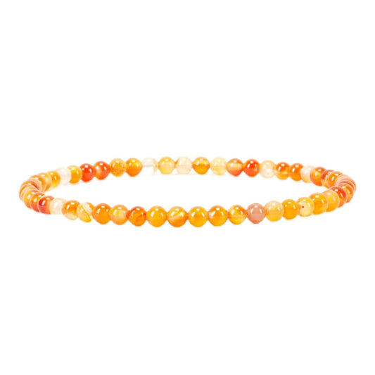 Cherry Tree Collection - Small, Medium, Large Sizes - Gemstone Beaded Bracelets For Women and Men - 4mm Round Beads (Carnelian, Small)