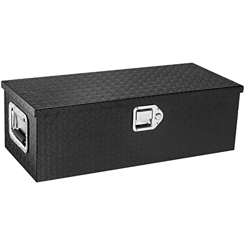 VEVOR Aluminum Truck Bed Tool Box, 30 Inch Heavy Duty Diamond Plate Tool Box with Side Handles, Lock and Keys, Trailer Storage Organizer Chest Box for Pickup, RV, Truck Bed, 30 x 13 x 9.6 in, Black