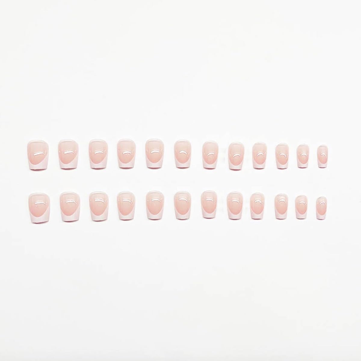 HPYFOI 48 Pcs French Tip Press on Nails & Toenails Set, Short Square & Press on Nails, Glossy Acrylic Nails, Stick on Nails for Women, Nail Decorations