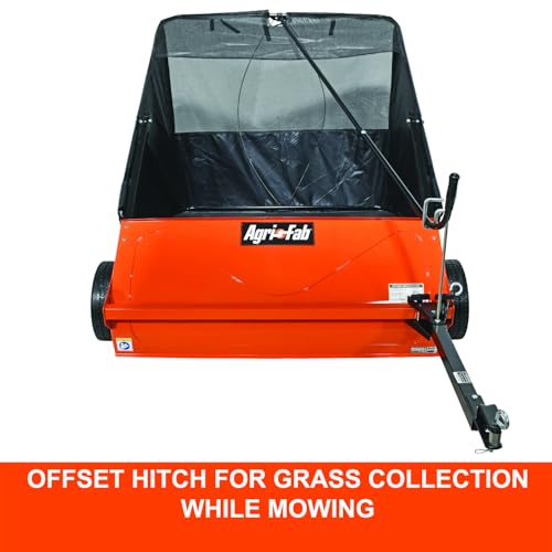 Agri-Fab 45-0492 44" Tow-Behind Lawn Sweeper, 28 cu. ft Hopper Bag Capacity; Leaf & Grass Catcher, with Adjustable Brush Height and Dump From Seat Handle