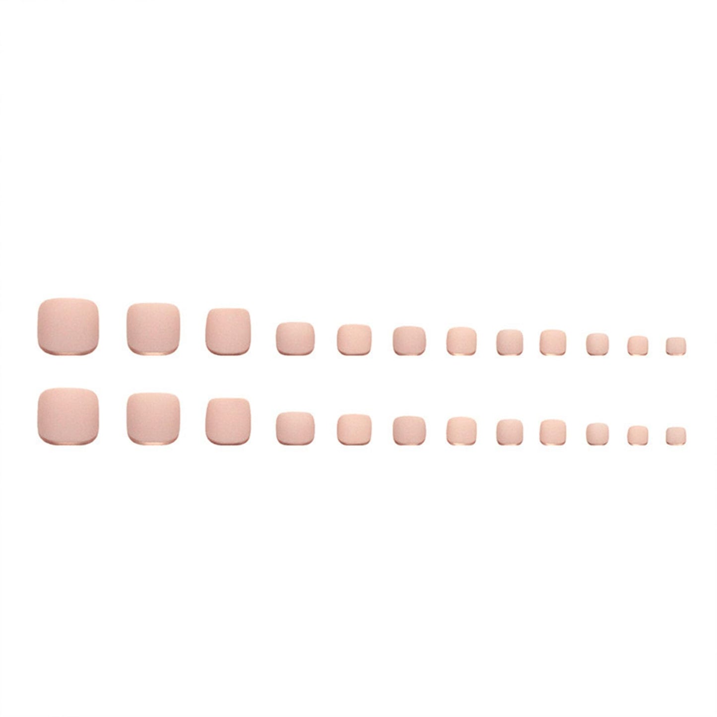Nude Press on Toenails Short Square Fake Toe Nails Gold French Tip False Nails with Matte Acrylic Toe Nails Nature Nude Full Cover Classic Artificial Toenails for Women Girls 24 Pcs