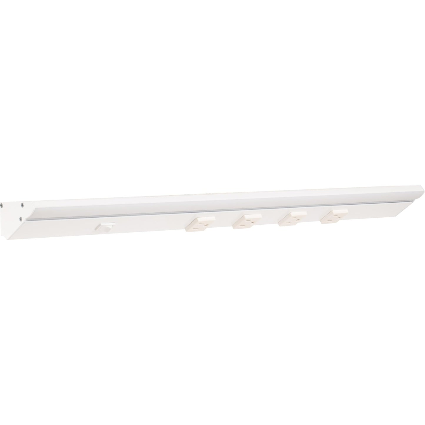 Task Lighting 24-1/2" High Output Direct Voltage Series Lighted Power Strip, Single-White, 800 Lumens/Fixture, White Finish, White Receptacles, Soft White 3000K