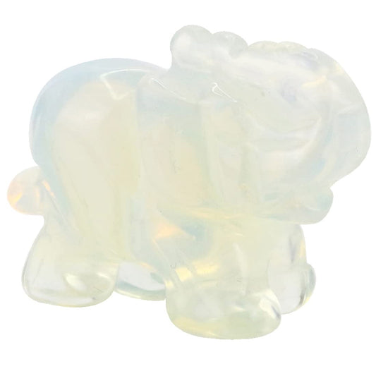 Ouubuuy Opalite Crystal Elephant Pocket Guardian Figurine Elephant Statue 1.5 inch for Healing Reiki Spiritual Gift Cute Meditation Office Room Desk Decor