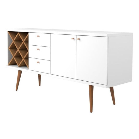 Manhattan Comfort Utopia Sideboard Buffet Stand, White Gloss and Maple Cream
