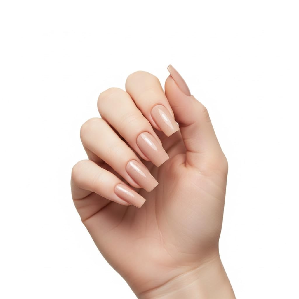EDA LUXURY BEAUTY NATURAL NUDE PINK LUXE DESIGN Press On Nails Full Cover Acrylic Nail Kit Artificial Nail Tips False Nail...