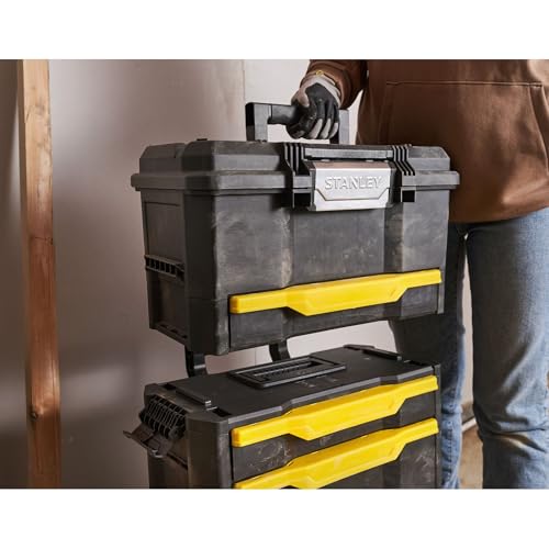 STANLEY Rolling Workshop Toolbox, Detachable Toolbox with Drawers, Flip Bin, Back Pocket, 7 Heavy Duty Wheels, 1-79-206