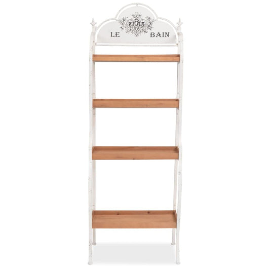 FMPGJLYH 4-Tier Industrial Standing Shelf, Vintage Metal and Solid Fir Wood Bookcase, Freestanding Storage Organizer for Bathroom, Kitchen, Living Room, 23.2 x 23.2 x 66.1 Inches