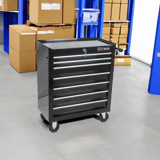 nifoti 7 Drawers Tool Cart on Wheels,Multifunctional Rolling Tool Chest Tool Storage,Drawers Rolling Tool Trolley Organizer Tool Case for Garage,Warehouse,Workshop,Repair Shop (7 Drawers-29.9"H-Black)