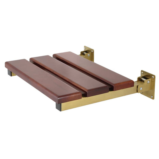 Kingston Brass KBSS1916BB Chaise 19" x 16" Wall Mount Folding Shower Seat, Brushed Brass