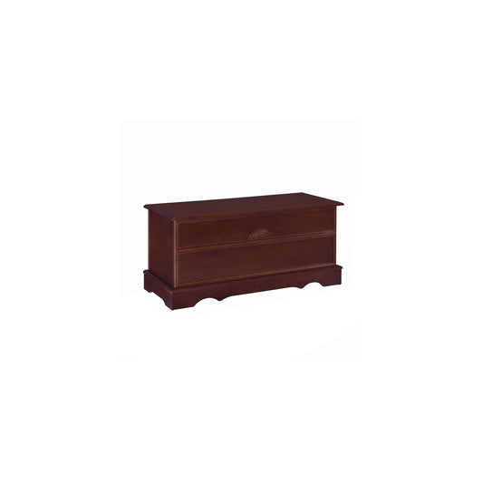 HomeStock Wooden Lift Top Chest with Carved Details - Dark Brown Storage Trunk