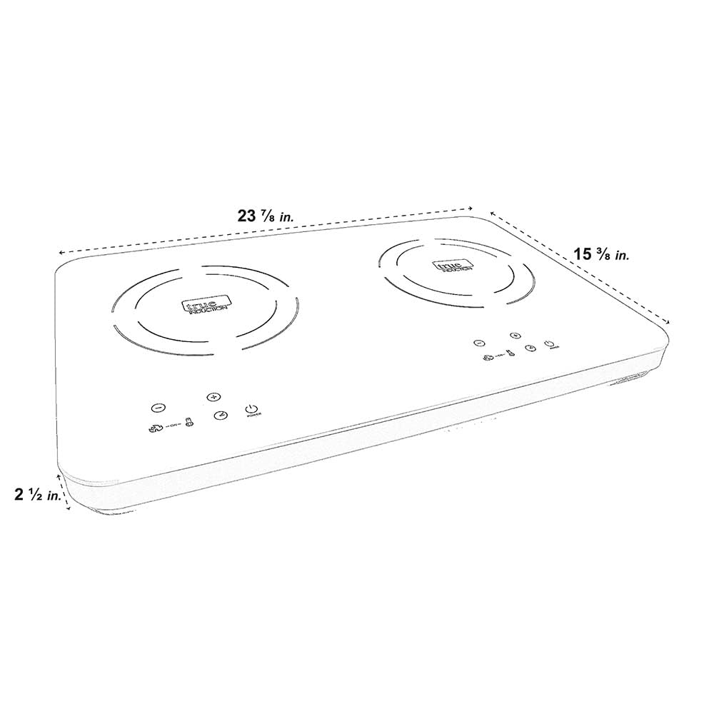 TI-2C 23 inch Portable Dual Induction Glass-Ceramic Cooktop, 1750W, UL1026 Certified