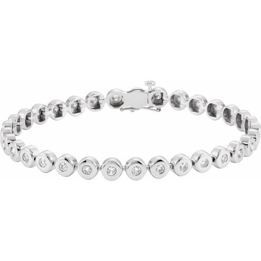 Jewels By Lux 14K White Gold 2 CTW Natural Diamond Bezel-Set Line 7" Bracelet