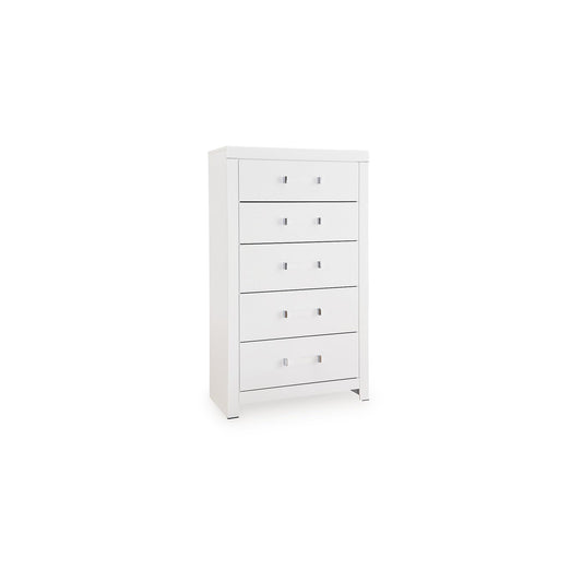 Signature Design by Ashley Marzoni Contemporary 5-Drawer Chest with Safety Stop, White