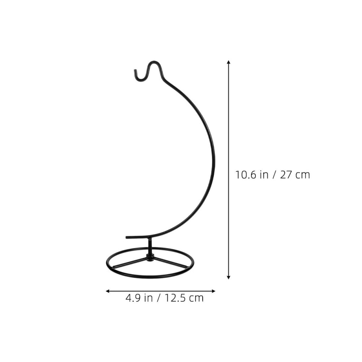 LALADEFIEE Moon-shaped Metal Flower Pot Holder Hanging Hook Stand for Air Plant Terrarium and Glass Ball Display, 2pcs Black Iron Rack for Home Décor and Indoor Ornament Hanging