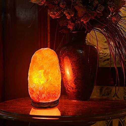 Kirit Gemstones Himalayan Rock Salt Lamp with Wooden Base Crystal Himalayan Salt Lamp Original for Positive Energy Household Bedroom Hall Table