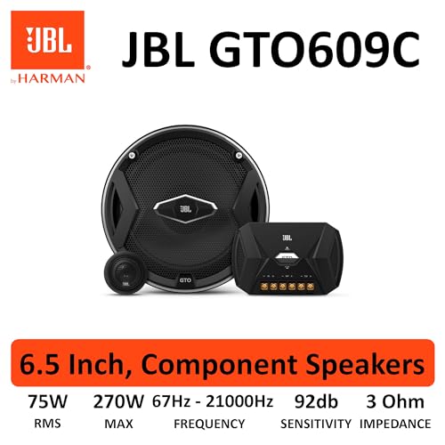 JBL GTO609C 270 Watts 6-1/2" Premium Car Audio Component Stereo Speaker System with Patented Plus One Woofer-Cone Technology
