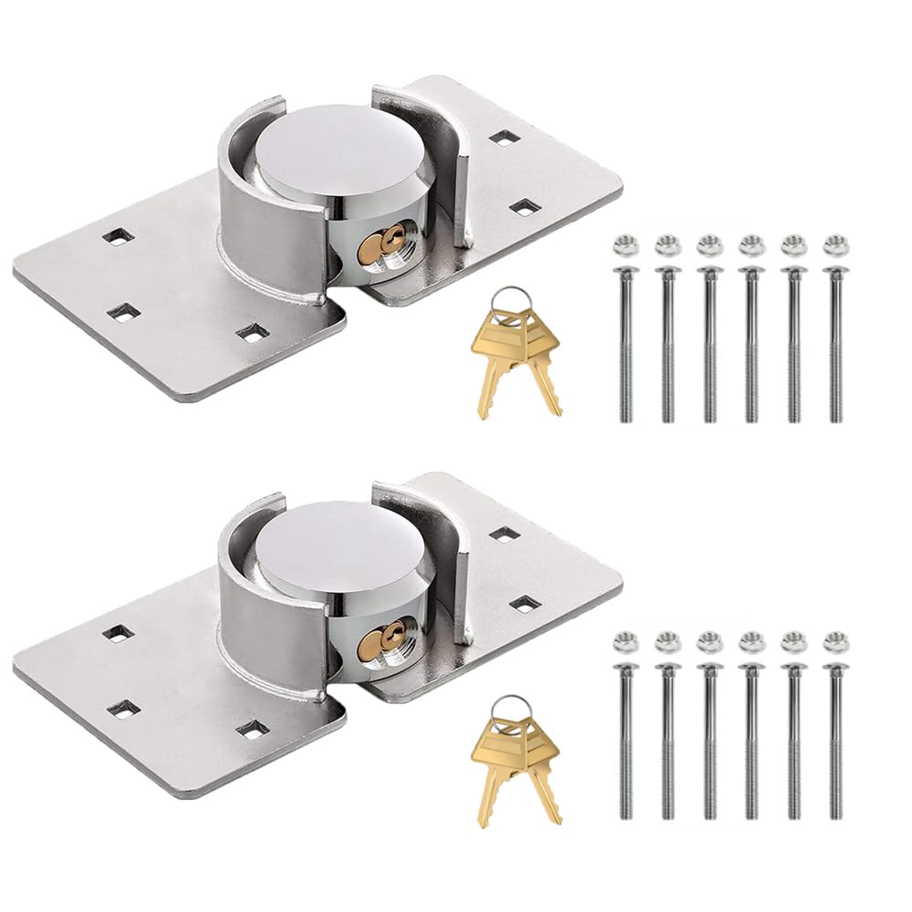 2 Pack Van Door Padlock Keyed Alike Heavy Duty Solid Steel Hasp 73MM Garage Shed Door Lock Security Padlock Nut with 4 Keys for Trucks, Gates, Vans