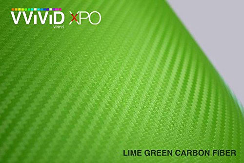 VVIVID® XPO Lime Green Carbon Fiber Car Wrap Vinyl Roll with Air Release Technology (100ft x 5ft (Bulk Wrap Kit))