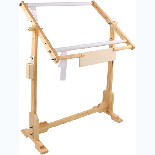 ELUKHT Adjustable Wooden Cross Stitch Frame Stand for Needlework and Embroidery, 360° Rotation, Floor Rack for Tapestry and 11CT Fabric.