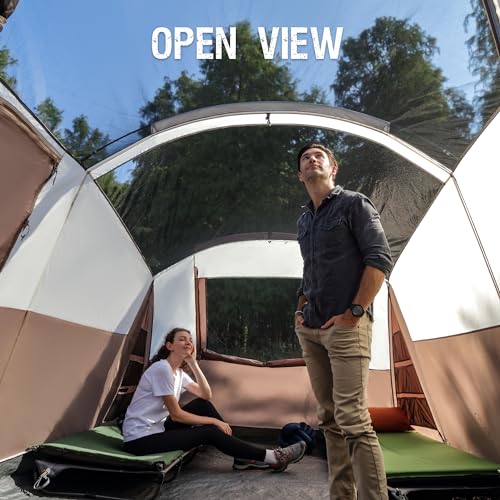 Portal 8 Person Family Tent for Camping with Screen Porch, Waterproof Large Camping Tent with Rainfly, Big Family Tents for Outdoor Camping