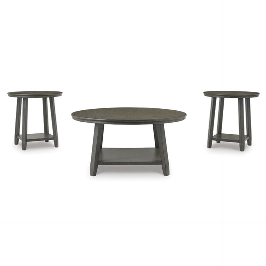 Signature Design by Ashley Caitbrook Neutral 3 Piece Table Set with Coffee & 2 End Tables, Grayish Brown