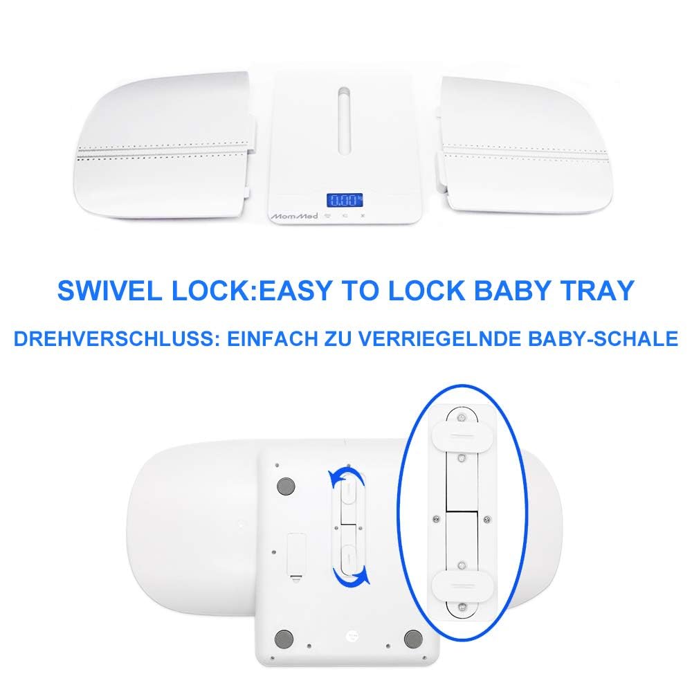 MomMed Baby Scale, Multi-Function Toddler Scale, Baby Scale Digital, Pet Scale, Infant Scale with Hold Function, Blue Backlight, Weight and Height Track
