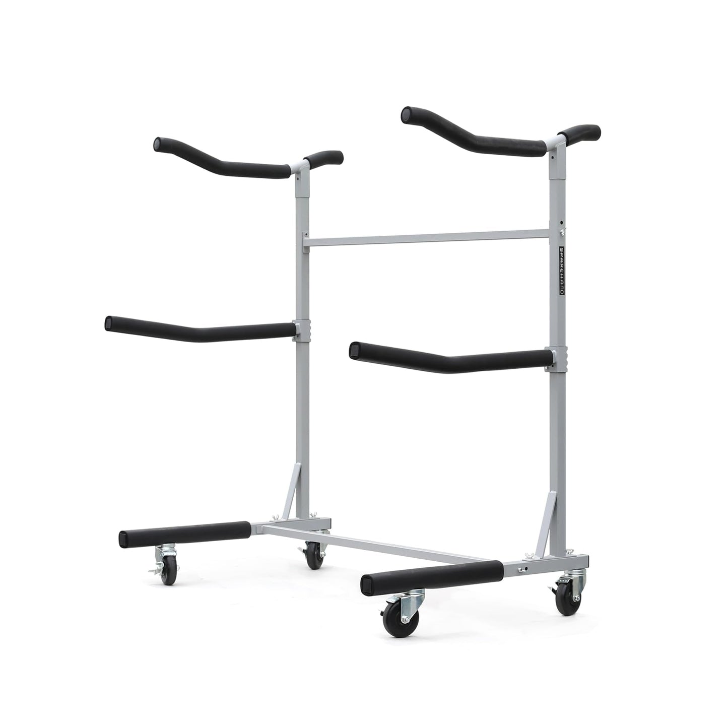 SPAREHAND Freestanding Triple Storage Rack - Heavy Duty G-C4 Caster Wheels with W/Brake - Tri-Level Rack System for 3 Kayaks, SUPs, Canoes, & Paddleboards - Suitable for Indoor & Outdoor