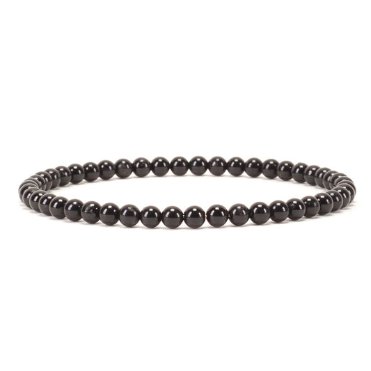 Cherry Tree Collection - Small, Medium, Large Sizes - Gemstone Beaded Bracelets For Women and Men - 4mm Round Beads (Black Tourmaline, Small)