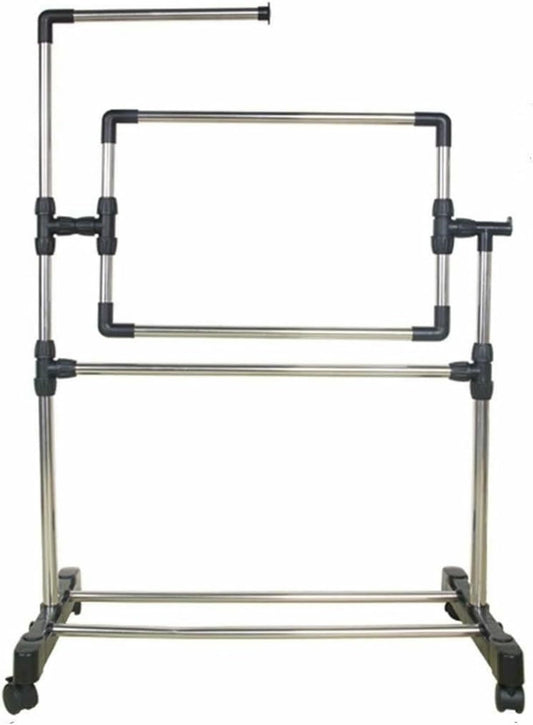 Stainless Steel Adjustable Height Embroidery Stand Cross Stitch Frame,360 Degrees Rotatable Wooden Floor Tabletop Tapestry Frame Craft Stand,Standing Lap Table for Art Craft Sewing Holder~/