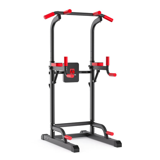 Power Tower Dip Station, Pull Up Bar Station & Multi-Function Gym Equipment For Home Strength Training Adujustable Height Up to 85.5",Load 350LBS