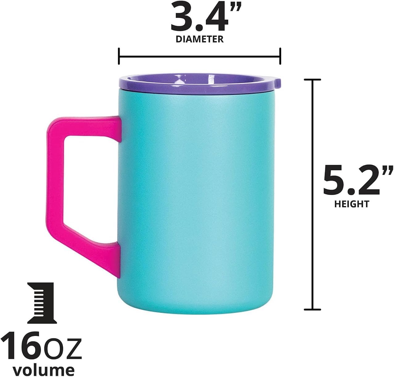 Elemental Insulated Coffee Mug - Triple-Wall Stainless Steel Summit Travel Cup for Hot and Cold Drinks - Thermal Coffee Mug with Lid and Handle for Camping, Office & Trave 16oz - Blue Tie Dye