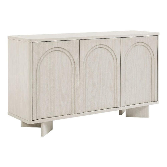 Modway Flux Arched Door Sideboard in White Wash - 55 Inch Freestanding 3-Door Buffet Credenza - Tall Media Console for Wall-Mounted TVs - Modern Accent Cabinet for Kitchen, Living Room, Hallway