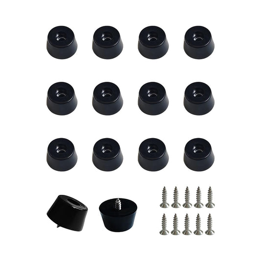 ZYYC 20 PCS Black Rubber Feet with Stainless Screws, Non Slip Rubber Bumper for Cutting Board (0.51" H x 1" D)