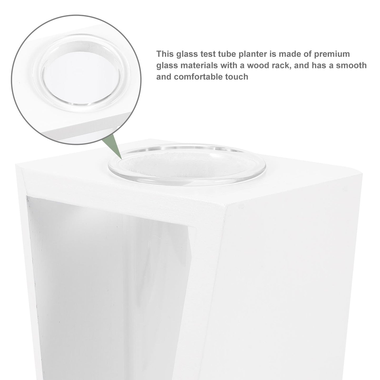 NUOBESTY Wood Frame Test Tube Vase Set, Glass Plant Propagation Tubes with White Holder, Small Hydroponic Terrarium for Indoor Home Décor and Green Plant Display