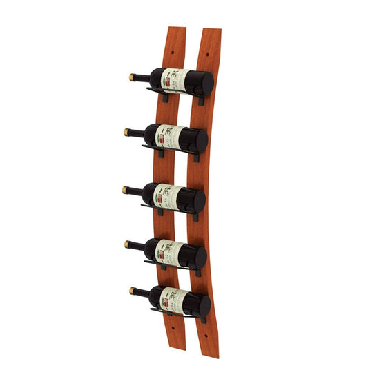 Wine Rack Wine Enthusiast Barrel Stave Wall Wine Rack Holds 5 Bottles of Your Favorite Wine Elegant Storage Stackable Storage Wine Rack (Color : Wood Size : 5 Bottles)