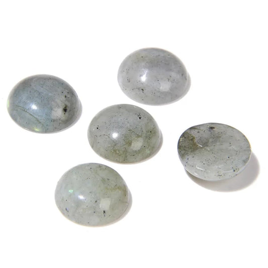 20pcs 12mm Natural Stone No Hole White Labradorite Semicircle Smooth Cabochons Beads Healing Chakra Crystal Stone Bead for Jewelry Making Rings Earrings Necklace Bracelet DIY Crafts