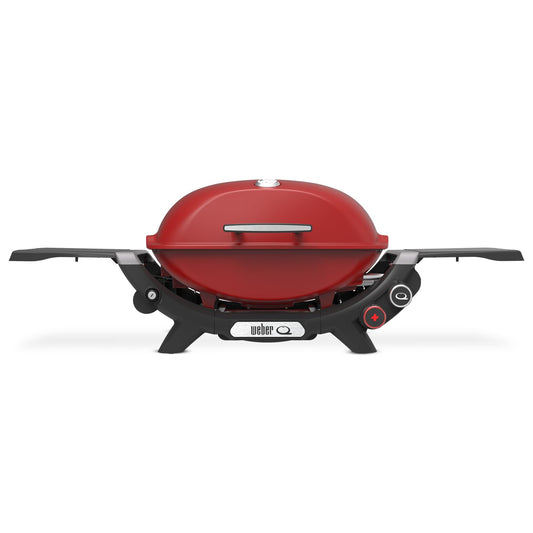Weber Q 2800N+ Liquid Propane Portable Grill, Flame Red – Wide 250°–700°F Temp Range with Plus Burner for Searing, Low‑Temp Roasting & High-Dome Lid for Travel & Camping