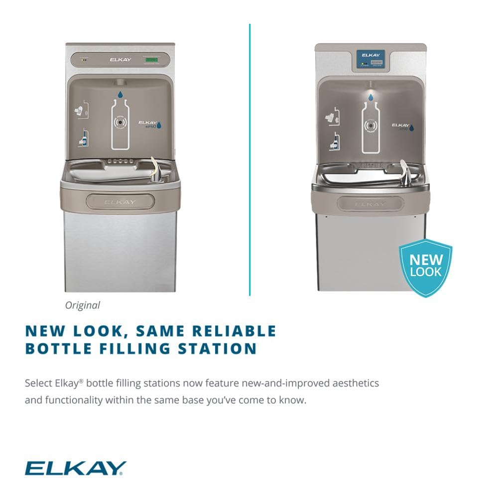 Elkay LZSTL8WSLK Filtered Bi-Level Fountain & EZH2O Bottle Filler, Lt. Gray 120V